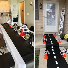 7inch Orange Racing Traffic Cones With Holes on Top,Checkered Flags,Racetrack