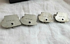 4 BUTTERFLY PEWTER VTG 1975 METZKE SINGLE BUSINESS CARD DESK TABLE STAND DISPLAY