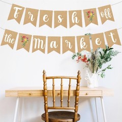 Fresh Off The Market Bridal Shower Banner Garland for Shes Brown