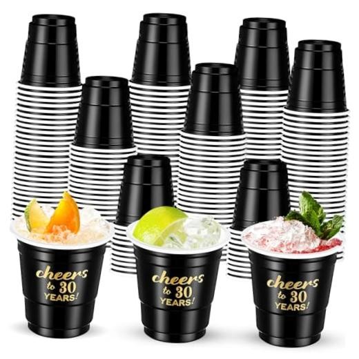 100 Pcs Cheers to 30 40 50 60 70 Years Shot Glasses 2 oz Disposable 30 Years