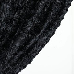 8 ft x 8 ft BLACK Satin Rosette Backdrop CURTAIN Photo Booth Decorations Party