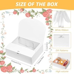 12Pack White Gift Boxes with Lids, 12×9.8×3.1 Inch Gift White with White Ribbon