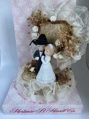 New Hortense B. Hewitt Western Bride Groom Cake Topper, Wed Table Decor