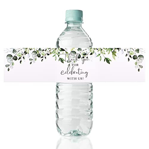 Wedding Water Bottle Labels Thank You, 50 Pcs Greenery Plant Water Bottle