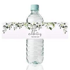 Wedding Water Bottle Labels Thank You, 50 Pcs Greenery Plant Water Bottle