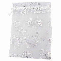 100Pcs 9X12cm Butterfly Organza Jewelry Gift Pouch Candy Pouch Drawstring1419