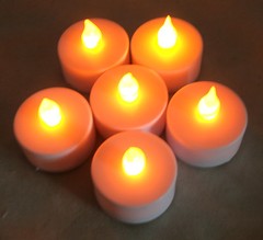 New 6 AMBER pack Flicker Light no Flame LED Tealight Tea Candle no heat