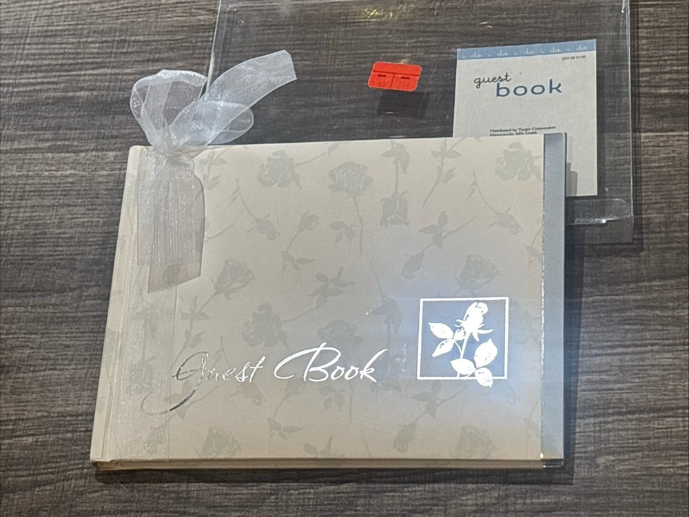 Vintage 2001 NOS Guest Book ANY OCCASION Wedding Roses Light Green White Grey