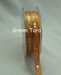 Satin Ribbon with Sequins Centre GOLD 9mm wide – 5Metres AL14