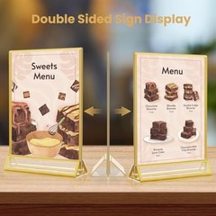 5×7 Gold Acrylic Sign Holder, 12 Pack Wedding Table Vertical-12 Pack-5 x 7