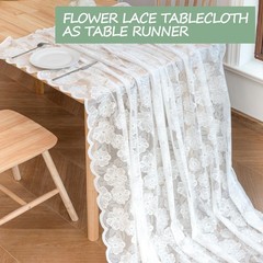 Jayla White Lace Tablecloth 60 X 120 120″ x 60″ (Rectangular), Camellia
