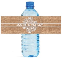 100 Burlap and Lace Wedding Shower Water Bottle Labels Engagement Bridal Party
