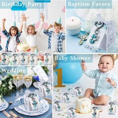 144 Piecces Angel Keychain with Baptism Favor Boxes Kraft Paper Alloy Keys Rings