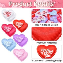 200 Pieces 1.4 Inch “I Love You” Fabric Heart Confetti Table Multicolor