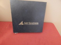 5 X 5 NAVY ART LEATHER ALBUM OFF WHITE MATTED 4 FRAMES NEW
