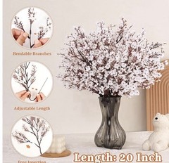 White Baby’s Breath Artificial Flowers 5Pcs Real Touch Faux Gypsophila Bouquet