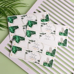 50pcs Wedding Water Bottle Labels, Leaves Waterproof M, Black, White, Green