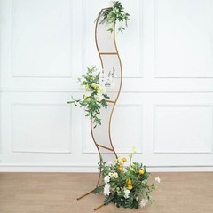 7 ft GOLD Wavy Grid Metal Floral Display Frame Wedding Arch BACKDROP STAND Party
