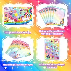 KiDEPOCH Lined Stationary Paper and Envelopes Set for Kids Unicorn Stationary…