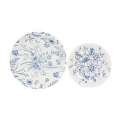 50 Dessert and Dinner Plates WHITE with Blue French Toile Pattern Wedding Party