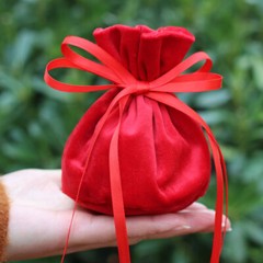 5pcs Velvet Bag Wedding Bunch Mouth Flannel Wedding Candy Bag Red Gift Gift Bag