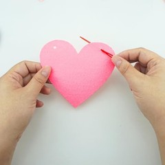 2 Pack Pink Heart Garland Felt Heart Banner Hanging Heart Garland for Romantic