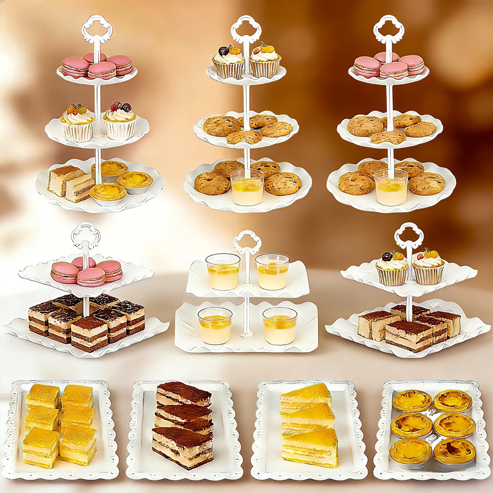10 PCS Plastic Cake and Cupcake Stand Set, Cupcake Stand Holder, Dessert Table