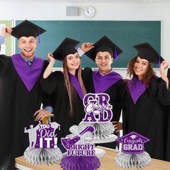 12pcs Graduation Table Decorations 2026, Purple and Silver
