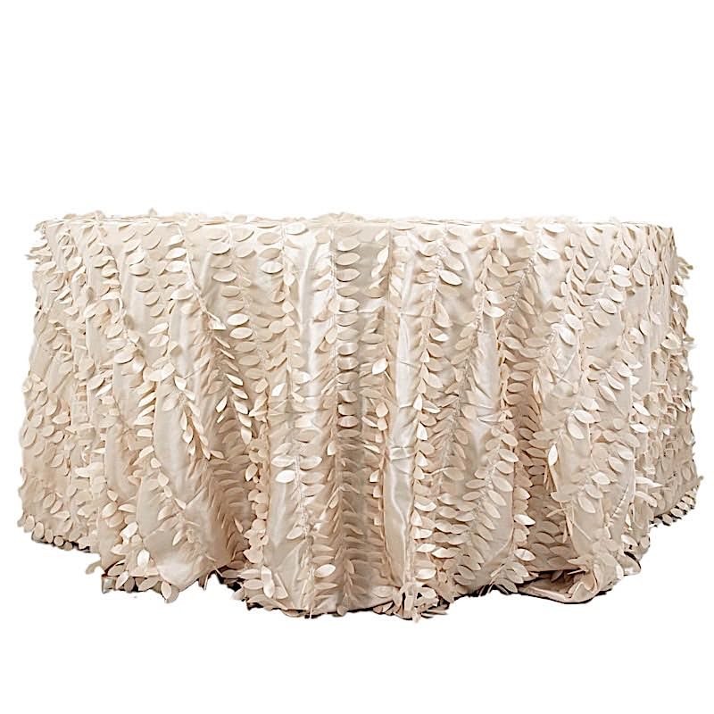BalsaCircle 132-Inch Beige Taffeta Round Tablecloth Leaf 132″ (Round),