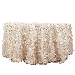 BalsaCircle 132-Inch Beige Taffeta Round Tablecloth Leaf 132″ (Round),