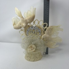 Vintage 25th Wedding Topper 1950’s USA Featuring Two Doves Yellowed But Gorgeous