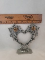 Pewter Rose Heart Cake Topper Fantasy FELOWSHIP FOUNDRY 1996 *retired* NWB