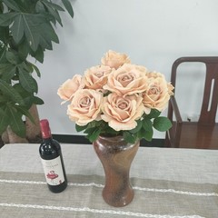 ATFL 12 Pcs Fall Silk Champagne Roses，Flower Diameter 4 »,Artificial Ros