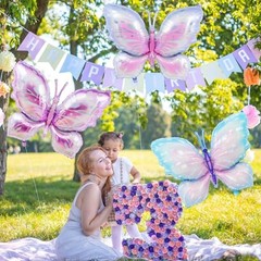 6 Pieces 39 Inches Butterfly Balloons – Large Gradient Butterflies Foil Mylar