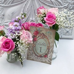 Vintage Style Wedding Table Numbers Names Cards – Shabby Chic Lace Frame Flower