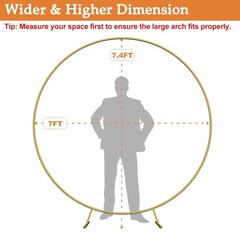 7 Ft Round Extra Larger Wedding Arch for Ceremony Metal Balloon Arch Stand fo…