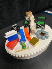 Groom top Lantern Camp Fire Wedding Cake Topper Hunting Country Western