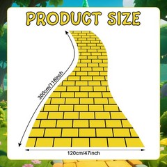 Yellow Brick Floor Runner for Wizard Party Decorations 47 x 118 Inches Long Y…