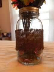 Hand Made, Fall Flowers Mason Jar Wedding Table Centerpieces