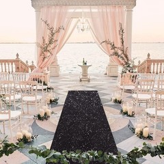Black Aisle Runner: 2FT×15FT Sequin Fabric – Sparkly Carpet Runner for Hell