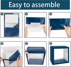 Navy Blue Card Box With Clear Window for Wedding