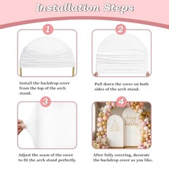 Arch Covers Set of 3(7.2FT+6.6FT+6FT), Stretchy Spandex 7.2+6.6+6 FT White