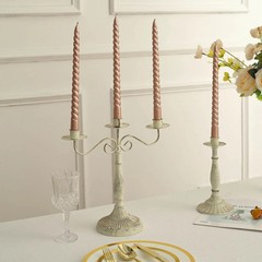 ROSE GOLD 12 Spiral 11″ Long Unscented Premium Wax Taper CANDLES Party