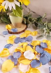 Yellow Rose Petals Dusty Blue Flower Petals Wedding Decor I Do Proposal Box