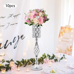10Pcs Crystal Vase for Centerpieces with Crystal Beads Wedding Vase for Table