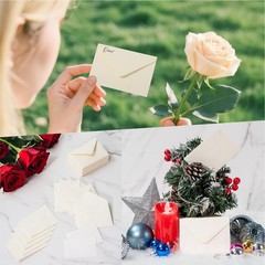 50 Sets Cream Mini Envelopes 4 x 2.7 inches, 50 & Cards – White