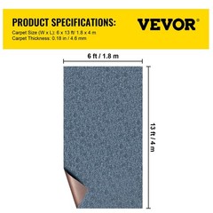 Gray Marine Carpet 6 ft x 13.1 ft Boat Carpet Rugs Indoor Outdoor Rugs for Patio