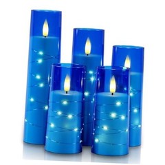 Independence Day Flameless Candle with Remote Timer – 5 Flickering 5pcs-Blue