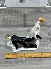 Escaping Groom Cake Topper Funny Bride Having The Upper Hand Porcelain Wedding