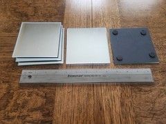 QTY:57 – 4.5″ Square Mirror Candle Plate for Table Centerpieces, Padded feet